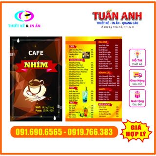 In Menu dạng [cuốn] - [lẻ],  nhựa PVC kháng nước - Bền - Giá siêu yêu thương!