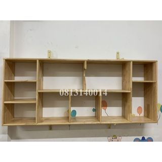 Kệ sách treo tường gỗ tự nhiên dài 1m4
