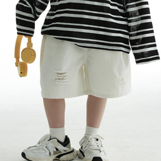 Quần ngố jean trắng rách gối cho bé trai và bé gái chất mỏng mát ống rộng đẹp.