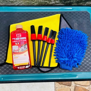 Combo 4 món xà bông rửa xe bz + dụng cụ rửa xe tại nhà