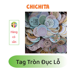 (Có sẵn) 100 tag giấy hình tròn 5cm, tag thank you  CHICHITA  treo phụ kiện.