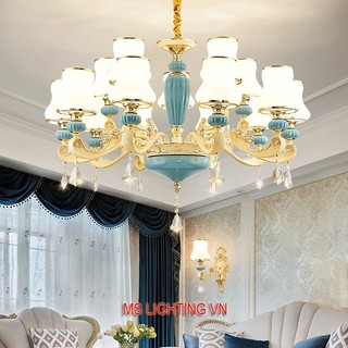 Đèn chùm HEGAN phong cách sang trọng, hiện đại 15 tay - kèm bóng LED [ẢNH THẬT 100%]
