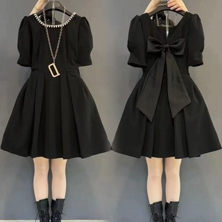 (47-90 KG) ĐẦM ĐEN CÀI NƠ SAU, CHẤT COTTON HÀN CAO CẤP, CO GIÃN NHẸ, FORM THANH LỊCH, CHE KHUYẾT ĐIỂM TỐT
