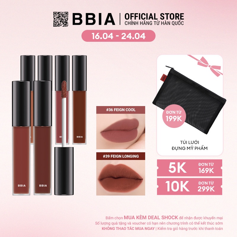 Son Kem Lì Bbia Last Velvet Lip Tint Version 8 (6 màu) 5g Bbia Official Store