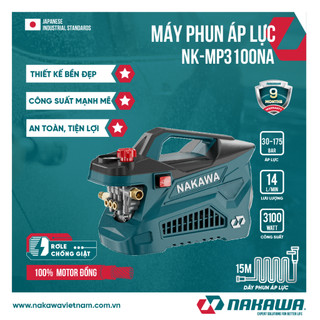 Máy rửa xe Nakawa NK-MP3100NA c.suất 3100W motor 100% dây đồng dùng cho gia đình phun rửa (hàng chính hãng)