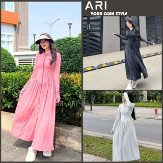 Áo Chống Nắng toàn thân Váy chống nắng liền thân vải thông hơi nữ 2 Lớp Cao Cấp Dáng Dài - ARI