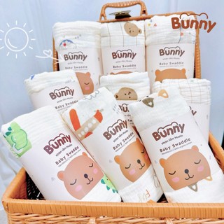 Khăn tắm xô Muslin 2 lớp khăn tắm sợi tre Bunny chính hãng đa năng cho bé kích thước 100x100cm