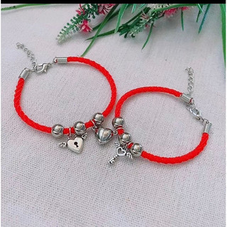 Vòng tay đôi chìa khoá ổ khoá trái tim có nam châm dành cho cặp đôi