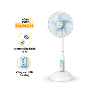 Quat tích điện honjianda hjd-fl602, công suất 24w, sải cánh 16inch, 3 tốc dộ gió, hàng chính hãng.