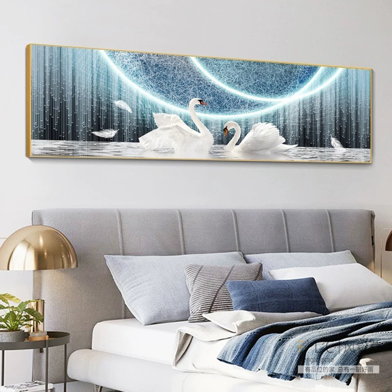 Tranh Phòng Ngủ Thiên Nga Tráng Phong Cách Hiện Đại/ Tranh Tráng Gương/ Decor Nhà/ Khách Sạn/ HomeSt