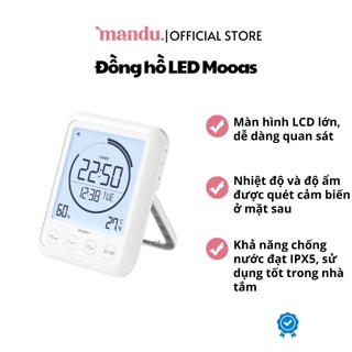 Đồng hồ led Mooas đo nhiệt độ và độ ẩm cao cấp, Đồng hồ để bàn điện tử decor bàn học