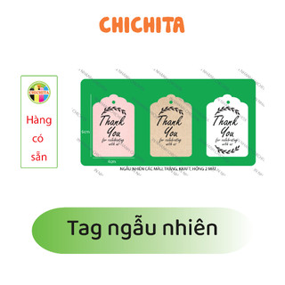 (Có sẵn) 100 Tag quần áo, quà tặng 6x4cm ngẫu nhiên màu trắng, hồng, kraft (không kèm dây). Chichita