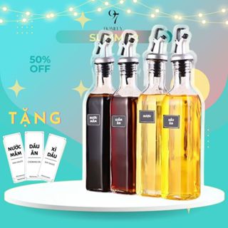  Chai Thủy Tinh Đựng Nước Mắm Dầu Ăn TẶNG NHÃN GIA VỊ Dung Tích 250ml 500ml Lọ Gia Vị Thủy Tinh Tiện Lợi Nhà Bếp 97Homely 