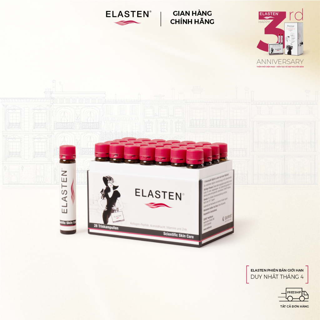 Collagen Elasten Hộp 28 ống x 25ml - Giúp Da Căng Mịn, Chống Lão Hóa, Tóc Chắc Khỏe