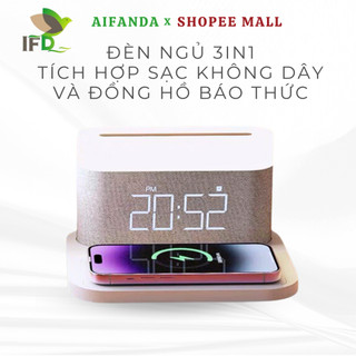 Đèn ngủ ifd tích hợp sạc không dây và đồng hồ báo thức 3in1
