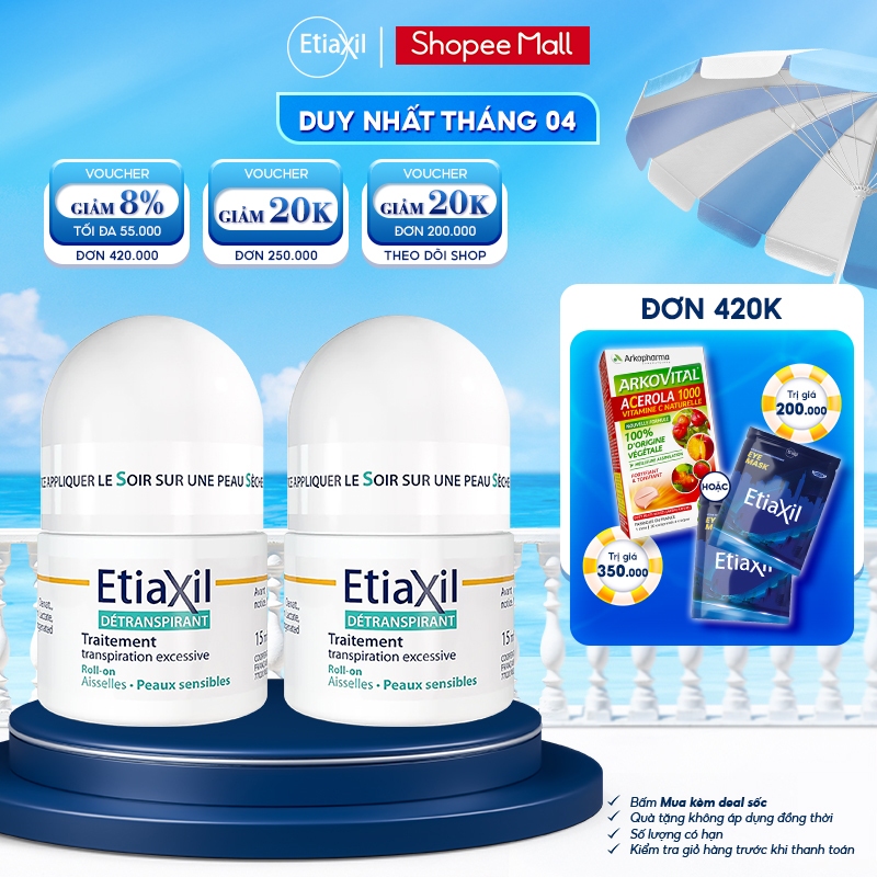 Combo 2 Lăn Khử Mùi Ngăn Mồ Hôi Etiaxil 15ml