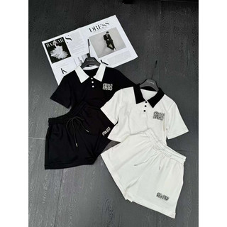 Set bộ polo miu miu đính đá