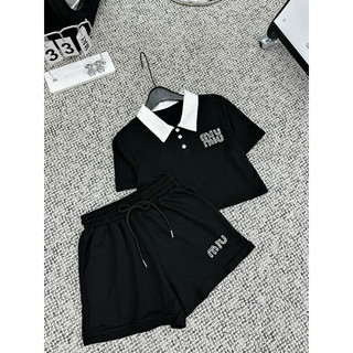 Set bộ polo miu miu đính đá