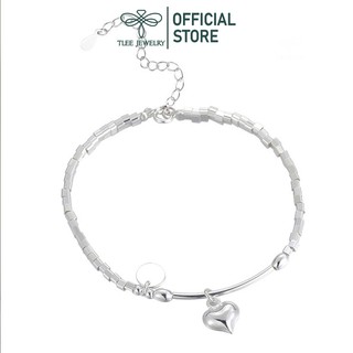 Lắc tay bạc nữ TLEE, vòng tay chuỗi hat vuông mix charm tim phồng xinh xắn TLEE JEWELRY