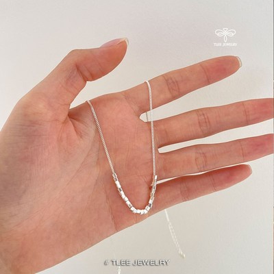Dây chuyền bạc nữ TLEE, vòng cổ dây mặt chuỗi hạt vuông cá tính TLEE JEWELRY D0354