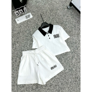 Set bộ polo miu miu đính đá