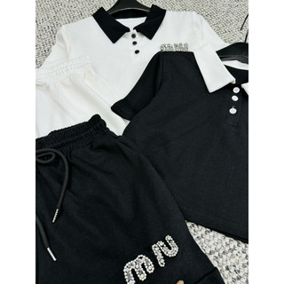 Set bộ polo miu miu đính đá