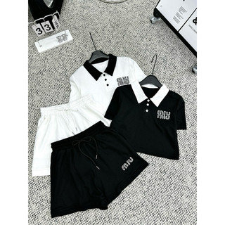 Set bộ polo miu miu đính đá