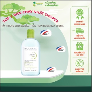 Nước tẩy trang cho da hỗn hợp, da dầu - Bioderma Sébium H20 500ml