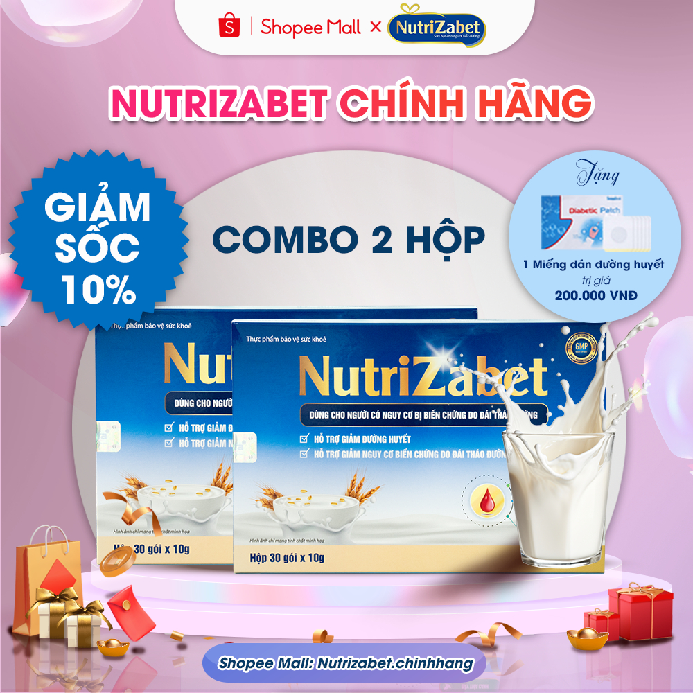 [ƯU ĐÃI] Combo 2 Hộp Sữa Hạt Tiểu Đường NutriZabet - Giúp Ổn Định Đường Huyết, Ngăn Ngừa Biến Chứng, Tăng Cường Đề Kháng