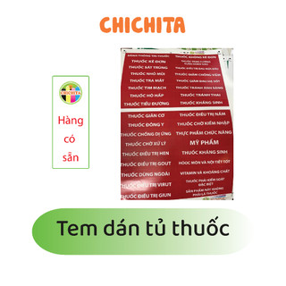 36 Tem dán tủ thuốc, danh mục thuốc  CHICHITA 15x2,5cm Có sẵn