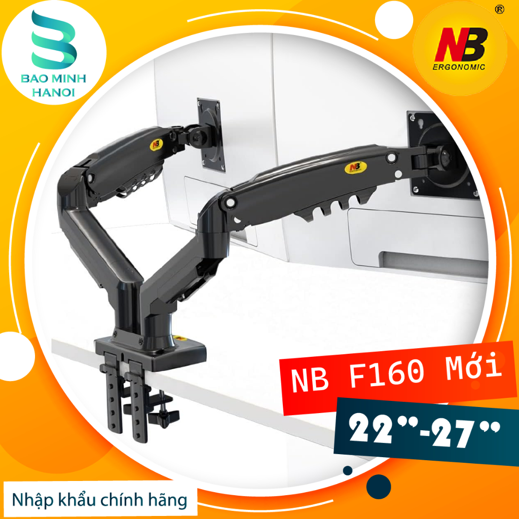 [NB F160] [17-27 Inch] [Giá Treo Hai Màn Hình Máy Tính] [Arm Treo 2 Màn Hình]