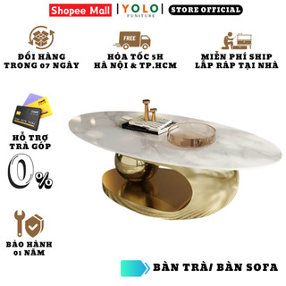 Bàn Trà Sofa Nhập Khẩu YOLO, Mặt Đá Ceramic, Chân Inox, Decor Phòng Khách Căn Hộ Chung Cư Hiện Đại