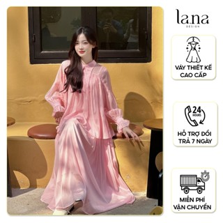 Set váy bánh bèo thiết kế cao cấp La.na váy tiểu thư dài tay cá tính màu hồng - SV212