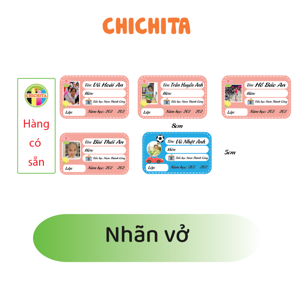 Nhãn dán Vở In Hình Theo Yêu Cầu Chichita
