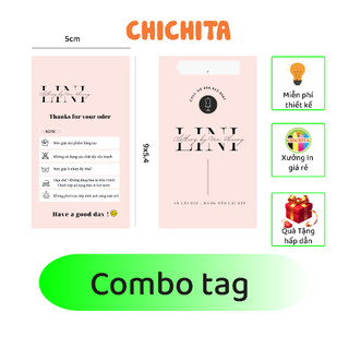 Combo tag treo quần áo, nhãn treo, mác theo yêu cầu chichita 9x5.4 cm