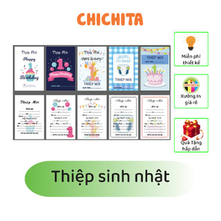 IN theo yêu cầu Thiệp Sinh Nhật - Thiệp Thôi Nôi -  CHICHITA Thiệp Đầy Tháng Cho Bé
