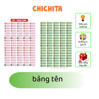 Bảng tên Hình dán tên bút sách vở học sinh CHICHITA theo yêu cầu cho bé