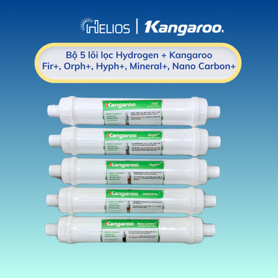 Bộ 5 lõi lọc nước hydrogen+ Kangaroo (Fir+, Orph+, Hyph+, Mineral+, Nano Carbon+) - Hàng chính hãng Kangaroo
