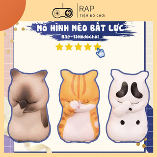 Set 3 mèo mô hình bất lực, mèo mô hình xấu hổ mèo che mặt mèo khoanh tay để bàn full biểu cảm dễ thương cute - HT19