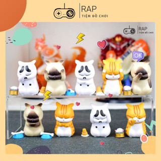 Full bộ mô hình 9 Mèo bất lực Ráp, Mèo bó tay, Mèo đăm chiêu, Mèo tiếc nuối dễ thương cute kèm phụ kiện chính hãng -HO17