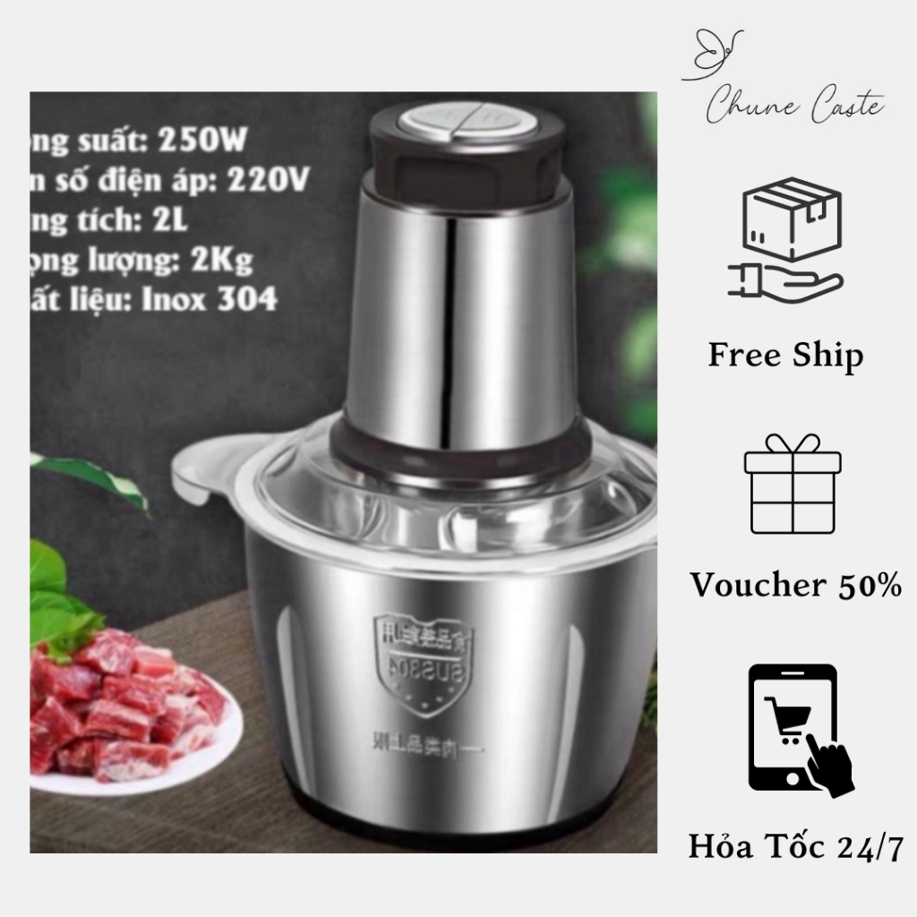 Máy xay thịt cối inox 304 4 lưỡi đa năng công suất 2500w, máy xay bear mini cầm tay siêu khỏe dễ dàng sử dụng (SANMXTDN)