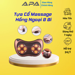 Gối massage cổ hồng ngoại ⚡FREESHIP⚡ đa năng trên ô tô, gia đình, văn phòng giúp giảm mỏi vai gáy cổ - Loại 8 bi