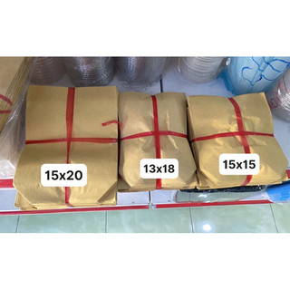 100 túi giấy kraft vàng mỏng gói bánh tráng nướng, chuối chiên nhiều size rộng đáy 5cm