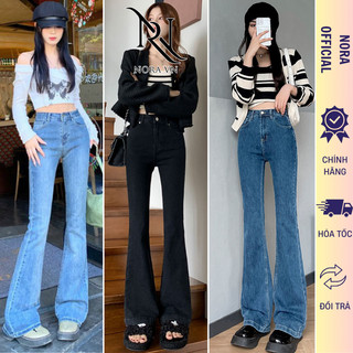 Quần jeans ống loe nữ lưng cao Avocado co giãn ôm eo, quần bò jean nữ ống loe cạp cao
