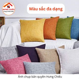 Gối tựa lưng vuông 45x45cm - Gối sofa - Gối vải gai trơn một màu hiện đại