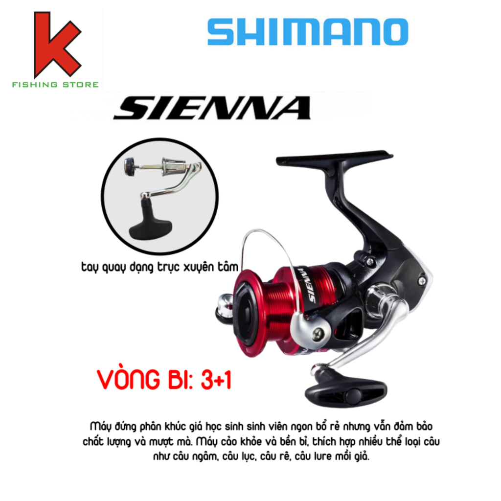 Máy câu Shimano Sienna chính hãng Made in Malaysia đủ size 500,1000, 2000,2500HG, C3000,4000