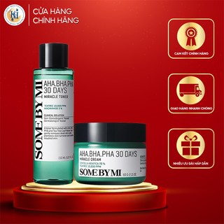 Combo Giảm Mụn "Thần Kỳ" Some By Mi AHA-BHA-PHA 30 Days Miracle Toner Cream ( Toner 150ml + Kem 50ml )