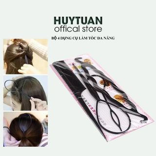 Bộ dụng cụ làm tóc, tạo kiểu siêu tốc 4 món, dụng cụ uốn tóc cho bạn gái