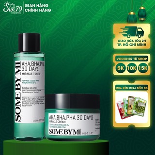 Combo giảm mụn Some By Mi AHA-BHA-PHA 30 Days Miracle (Toner + Kem)