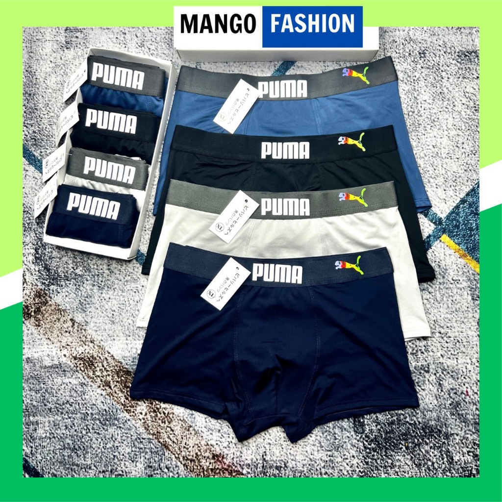 Quần Lót Nam [COMBO 4C LOẠI 1] Quần Sịp Đùi Nam PUMA Đủ Màu Kháng Khuẩn, Khử Mùi, Thấm Hút Cực Tốt- MANGO FASHION
